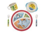Dr. Seuss 5 Pieces Bamboo Mealtime Set Cat In The Hat Horton Fork Plate