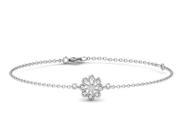 92 Ct White Silver flower Shaped Diamond Bracelet 0.07 ct diamond GH SI 0.52 grammes.