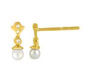 92 Ct Yellow Silver Pearl and Diamond Earring 4 ct Pearl and 0.02 ct diamond GH SI 0.07 grammes.
