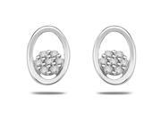 92 Ct White Silver oval Shaped Diamond Earring 0.07 ct diamond GH SI 1.01 grammes.