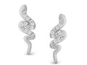 92 Ct White Silver snake Shaped Diamond Earring 0.09 ct diamond GH SI 0.78 grammes.