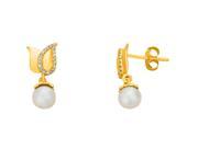 92 Ct Yellow Silver Pearl and Diamond Earring 3.5 ct Pearl and 0.08 ct diamond GH SI 1.83 grammes.