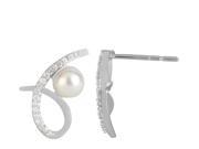92 Ct White Silver Pearl and Diamond Earring 4 ct Pearl and 0.06 ct diamond GH SI 1.44 grammes.