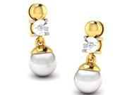 92 Ct Yellow Silver Pearl and Diamond Earring 4 ct Pearl and 0.03 ct diamond GH SI 1.52 grammes.