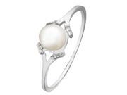 92 Ct White Silver Pearl and Diamond Ring 4 ct Pearl and 0.02 ct diamond GH SI 0.44 grammes.