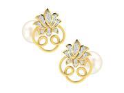 Tanache 0.24 Cts Diamond Earrings in 18KT Yellow Gold GH Color PK Clarity With Pearl Push