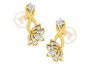 Tanache 0.11 Cts Diamond Earrings in 18KT Yellow Gold GH Color PK Clarity With Pearl Push