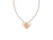His Her 0.04 Cts Diamond Heart Pendant in 925 Sterling Silver with Rose Gold Plating GH Color PK Clarity with 16 Silver Chain