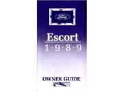 1989 Ford Escort Owners Manual User Guide Operator Book Fuses Fluids OEM