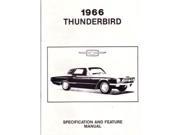 1966 Ford Thunderbird Facts Features Sales Brochure Literature Advertisement