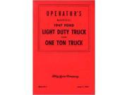 1947 Ford Truck Owners Manual User Guide Reference Operator Book Fuses Fluids
