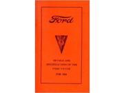 1934 Ford V 8 V8 Car Details Specifications Tune Up Service Repair Manual OEM