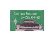 1957 Lincoln Sales Brochure Literature Book Piece Advertisement Options Specs