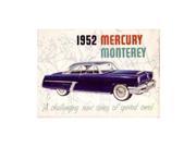 1952 Mercury Monterey Sales Brochure Literature Book Piece Advertisement Specs