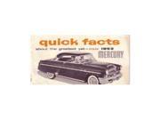 1953 Mercury Quick Facts Sales Brochure Literature Piece Advertisement Specs
