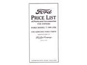 1909 1924 1925 1926 Ford Price List Parts Accessories Numbers Book List Guide