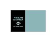 1992 Nissan Stanza Owners Manual User Guide Reference Operator Book Fuses Fluids