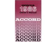 1986 Honda Accord Hatchback Owners Manual User Guide Reference Operator Book