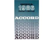 1986 Honda Accord Sedan Owners Manual User Guide Reference Operator Book Fuses