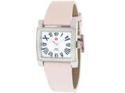 Michele 71 7400 Diamond Stainless Steel Bezel Pink Strap Quartz Women s Watch
