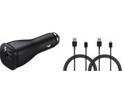 Samsung OEM Fast Charge Car Adapter with New Adaptive Fast Charging Technology Samsung 2PK 5 ft.USB Charging Cable Black
