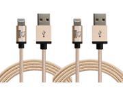 Rhino Apple MFI Certified Lightning Cable 6.6 Feet Gold Tough Braided Extra Strong Jacket Sync Charge Apple iPhone 5 5s 5c SE 6 6s 6 Plus 6s Plus 7