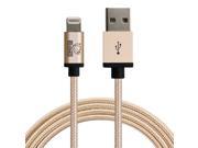 Rhino Apple MFI Certified Lightning Cable 6.6 Feet Gold Tough Braided Extra Strong Jacket Sync Charge Apple iPhone 5 5s 5c SE 6 6s 6 Plus 6s Plus 7