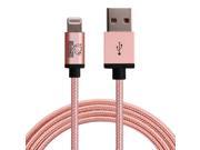 Rhino Apple MFI Certified Lightning Cable 3.3 Feet Rose Gold Braided Extra Strong Jacket Sync Charge Apple iPhone 5 5s 5c SE 6 6s 6 Plus 6s Plus 7