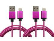 Rhino Apple MFI Certified Lightning Cable 6.6 Feet Fuchsia Pink Braided Extra Strong Jacket Sync Charge Apple iPhone 5 5s 5c SE 6 6s 6 Plus 6s Plus