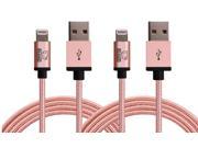 Rhino Apple MFI Certified Lightning Cable 3.3 Feet Rose Gold Braided Extra Strong Jacket Sync Charge Apple iPhone 5 5s 5c SE 6 6s 6 Plus 6s Plus 7