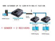 1 Sender 2 Recivers Wall HDMI Extender Up to 120m with IR HDbitT HDMI 1080P Extender LAN Repeater over RJ45 Cat5e Cat6