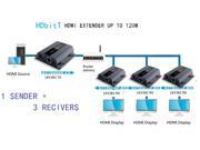 1 Sender 3 Recivers Wall HDMI Extender Up to 120m with IR HDbitT HDMI 1080P Extender LAN Repeater over RJ45 Cat5e Cat6