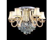 Luxury 5 Lights Crystal Living Room Ceiling Lights Fixtures European Fabric Restaurant Ceiling Lamps Led Study Room Chandelier