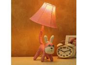 Pink Stripe Rabbit Baby Room Desk Lamp Cartoon Fabric Children s Room Table Light Bedroom Bedsides Desk Lamps