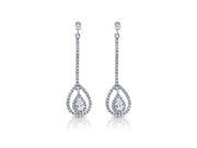 Pascollato Jewelry Pear Shaped Post Sterling Silver Earrings Long Drop Dangle Micro Pave Cz 6025