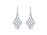 Pascollato Jewelry Sterling Silver Cz Drop Micro Pave Earrings Set White Cz With Bids Chandelier 6388