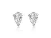 Pascollato Jewelry Silver Pear Cut White Cz Post Stud Earrings Cubic Zirconia Tear Solitaire Rhodium Plated 1.42 Carat W4825