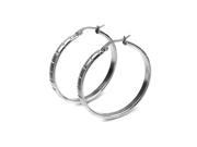 Pascollato Jewelry 316L Stainless Steel Round Big Hoop Earring W Grooved Emerald Grids 30Mm E16249