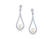 Pascollato Jewelry Drop 925 Sterling Silver Freshwater Pearl Post Earrings W Micro Pave Cz Accents SE 6374