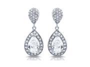 Pascollato Jewelry Sterling Silver Pear Shaped Drop Dangle White Cz Drop Chandelier Earrings .925 Pear Cut SE 4494