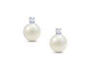 Pascollato Jewelry Women s Silver .925 Cream Freshwater Pearl And Cubic Zirconia Stud Earrings 8Mm 3317