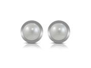 Pascollato Jewelry White Faux Pearl Framed Stainless Steel Stud Earrings Womens E16640
