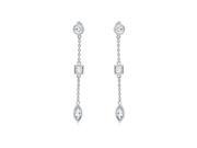 Pascollato Jewelry Long Drop Sterling Silver White Cz Slender Dangle Earrings SE5435