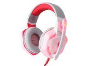KOTION EACH G2000 Top Quality 50mm Drivers Wired Gaming Headphones with Mic for PC Computer Headset Earphone Stereo Bass LED Light Noise Isolation White Red