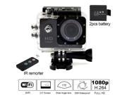 Besteye® 2.0 Full HD 12MP Sports Action Camera WIFI 1080P with 170°A Wide Angle 30M Waterproof IR Remote Black Sport DV with 2 Battery HDMI Mini Sport Camera