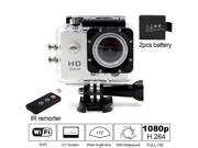 Besteye® 2.0 Full HD 12MP Sports Action Camera WIFI 1080P with 170°A Wide Angle 30M Waterproof IR Remote White Sport DV with 2 Battery HDMI Mini Sport Camera