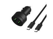 Tronsmart 4.8A 2 Port Rapid Car Charger with Quick Charge 2.0 Technology.Total 36W Output for Apple and Android Devices Includes two 3.3ft 20awg USB Cables