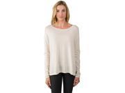 J CASHMERE Women s 100% Cashmere Long Sleeve Pullover High Low Crewneck Sweater Cream Small