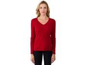 J CASHMERE Women s 100% Cashmere Long Sleeve Pullover V Neck Sweater Large Red