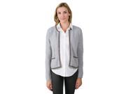 J CASHMERE Women s 100% Cashmere Long Sleeve Lace trim Crop Cardigan Grey Large